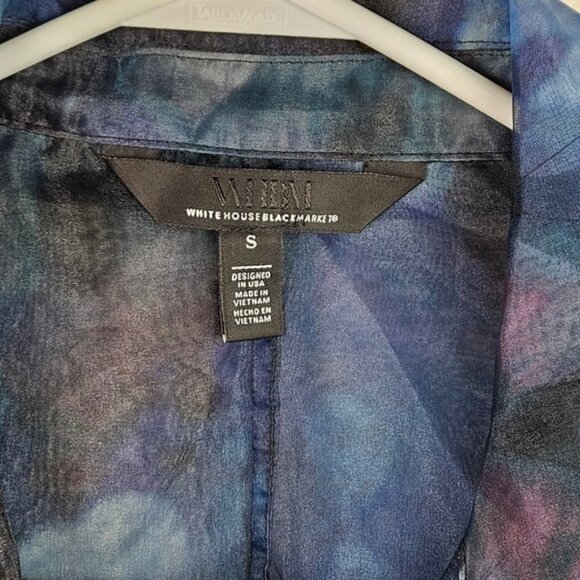 WHBM White House Black Market S Sheer Floral Duster Jacket Topper Blue Purple - Picture 3 of 13